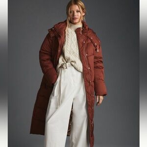 Anthropologie Avec Les Filles Long Copper Puffer Coat